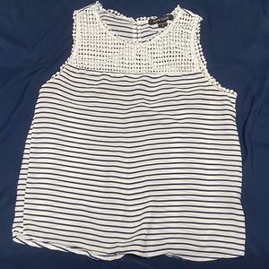 White shirt with blue stripes